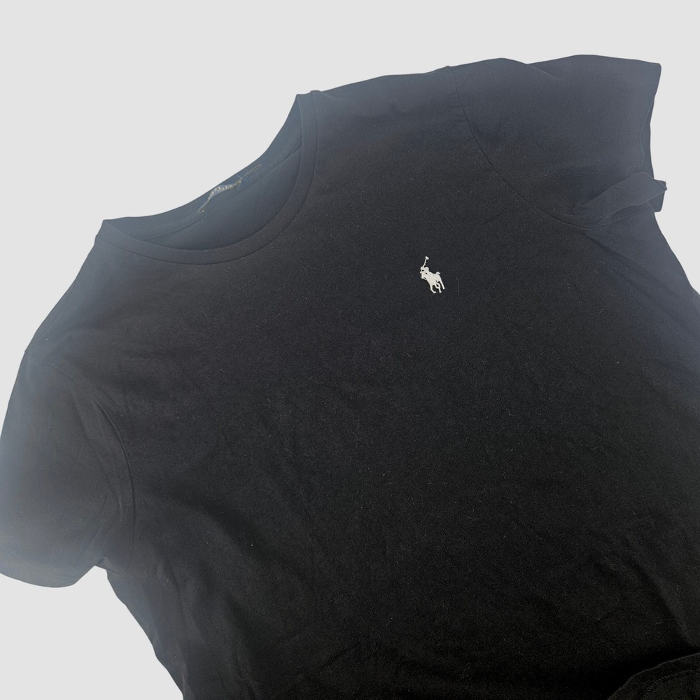Polo Ralph Lauren Women XL T-Shirt Black Cotton Pony Logo Classic Preppy Chic